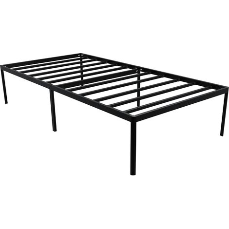 Struttura letto in metallo con rete a doghe integrata 200x100x41 cm metallo nero 100008487