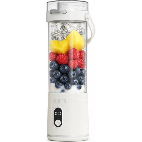 Blender Portable Rechargeable USB avec Écran LCD, Gourde Mixeur pour Smoothies, Blanc (1/5)