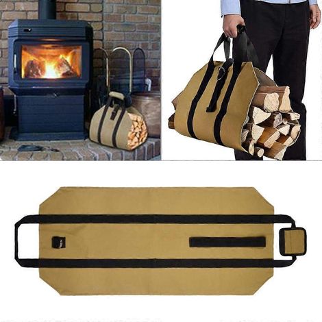 Sac de rangement fiable pour bois de chauffage, grande capacité, en toile cirée pour le transport du bois (1/4)