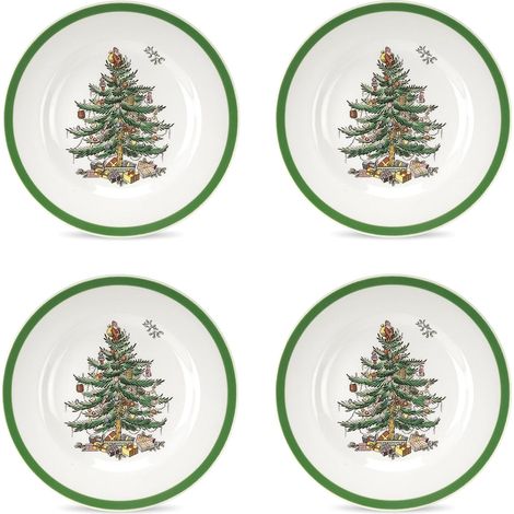 Plato Para Pan Y Mantequilla - Diseño De Árbol De Navidad - 16.5 Cm - Juego De 4 (1/5)