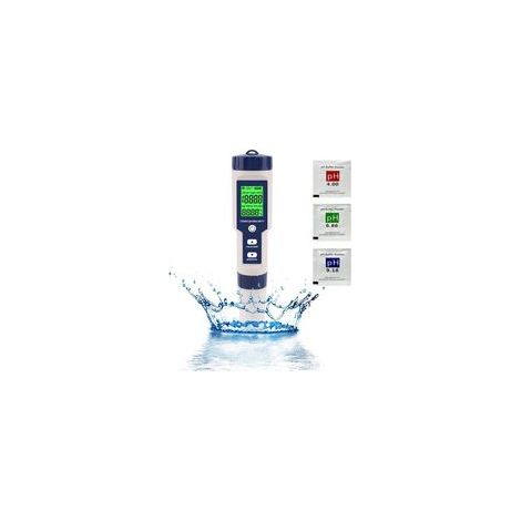 Medidor de pH, monitor de calidad del agua 5 en 1 para pH/TDS/EC/Salinidad/Temperatura para piscinas, hidroponía, agua potable y acuarios.