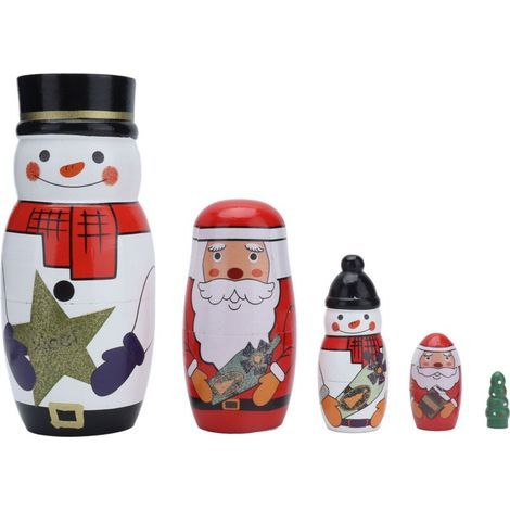 Poupées gigognes rondes brillantes, 5 pièces, Style de noël Unique, ornements décoratifs attrayants pour cadeaux festifs (1/5)