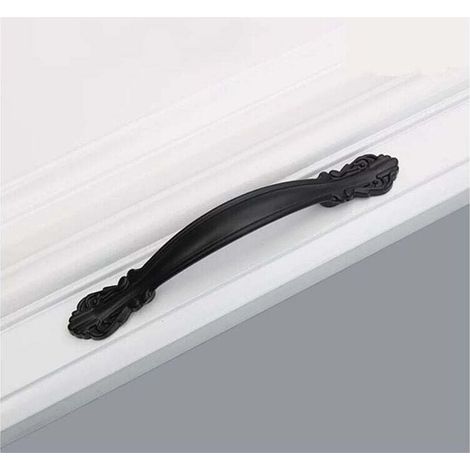 Lot de 4 Poignee de Meuble Vintage Poignet de Porte Cuisine Meuble de Alliage de Zinc Poignées de Placard Noir Poignée en arc D'armoire,pour Commodes Salles de Bains,Entraxe de trous 96mm (1/5)