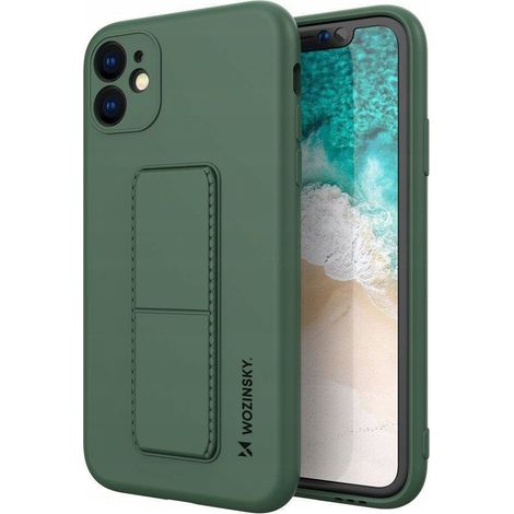 Custodia Wozinsky Kickstand per iPhone 12 Pro Max in silicone con supporto, colore verde scuro (1/5)