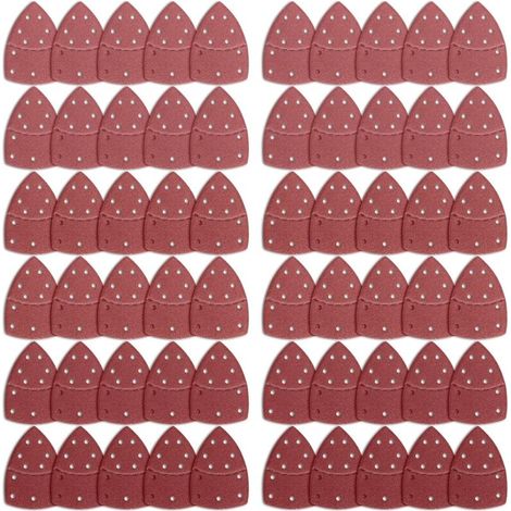 60 Feuilles Abrasives pour Ponceuse,Triangles Papier Poncage Ponceuse Mouse,Papier Abrasif pour Ponceuse à Souris pour Ponceuses Bosch Multi-Sander,11 trous assortis Grain 40/60/80/120/180/240 (1/4)