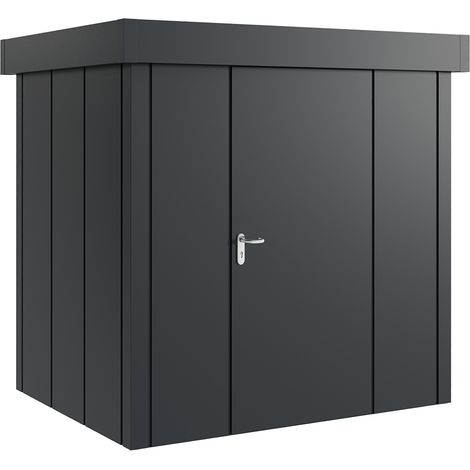 Hörmann Metall-Gerätehaus "Juno" mit Flachdach, JFD4 - Design, 214 x 166 cm (B x T), anthrazit, 1-flüglige Tür, Anschlag rechts (1/5)