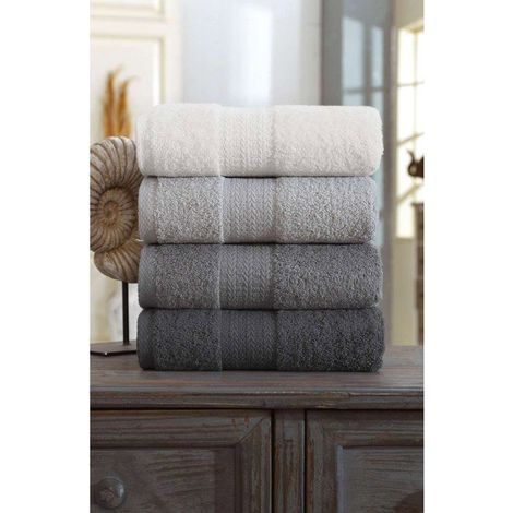 Set aus 4 Handtüchern - 50 x 85 cm - Grau