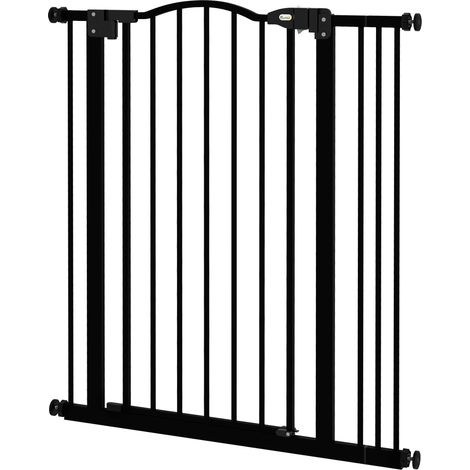 Metal Pet Safety Gate Dog Gate Folding Fence 7487cm, Black (1/5)