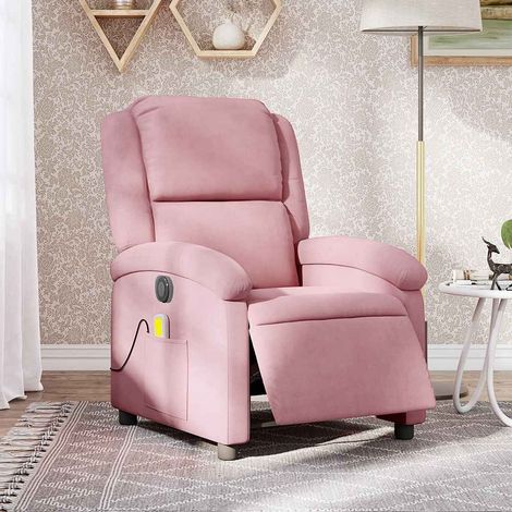 vidaXL Sillón reclinable de masaje eléctrico terciopelo rosa (1/5)