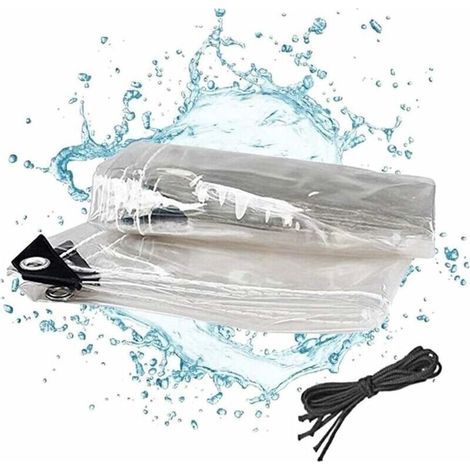 Bâche transparente en PVC souple, imperméable et résistante à la chaleur, en toile épaisse thermofusionnée (Couleur : Transparent, Dimensions : 1 m x 1 m) (1/4)