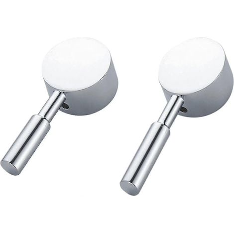 Poignées de robinet en alliage de zinc pour cuisine et salle de bain (2 pièces, argent) (1/5)