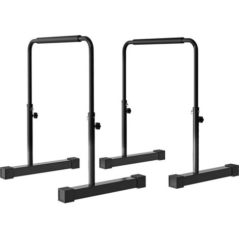 Barres de dips réglables 80 à 100 cm, station de musculation stable avec poignées antidérapantes et structure en acier noir, pour entraînement complet  CHICFURN (1/5)