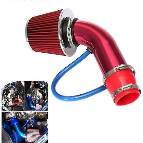 Kit d'admission d'air froid universel pour voiture de 3 pouces avec filtre et tuyau d'induction en aluminium (rouge) (1/5)