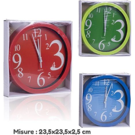 TrAdE Shop Traesio - Orologio Da Parete Quarzo Muro Tondo Colorato Casa Arredamento 23.5x23.5x2.5cm -