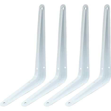 Ensemble de 4 supports d'étagère robustes en métal blanc 6 x 8 pouces, supports d'angle pour étagères murales suspendues (1/5)