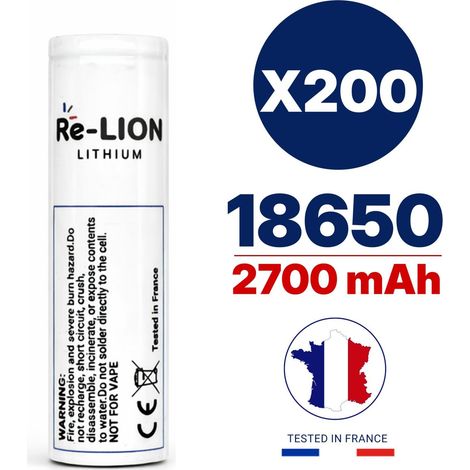 X200 Batteries lithium-ion 18650 - 2700 mAh, reconditionnée, testée et qualifiée en France. Piles rechargeables haute capacité. (1/5)