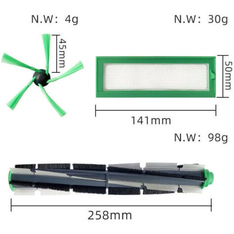 NALOOKAMIC Vorwerk Kobold VR200 VR300 Lot de 12 accessoires pour aspirateur robot brosse filtre pièces de rechange (1/3)