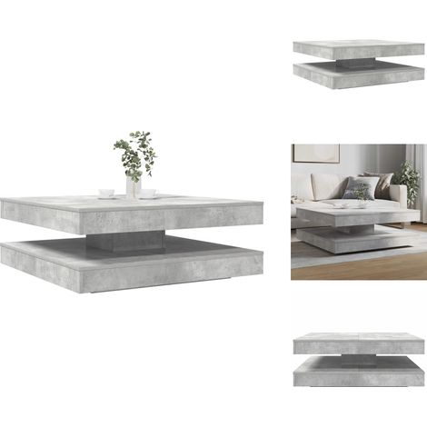 Table basse rotative à 360 degrés gris béton 90x90x34,5 cm - Table Basse - Tables Basses - Table D'appoint - Table De Canapé (1/5)
