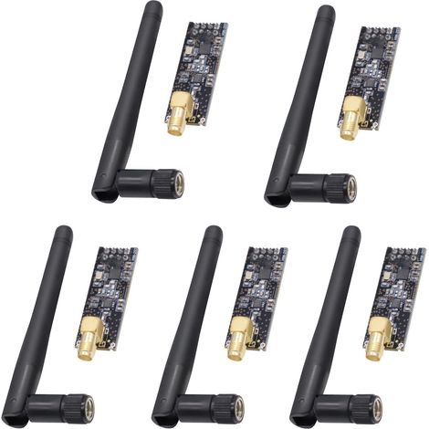 NRF24L01 + PA + LNA Module émetteur-récepteur sans fil RF avec antenne SMA 2,4 G 1100 m Compatible avec Arduino (5 pièces) (1/5)