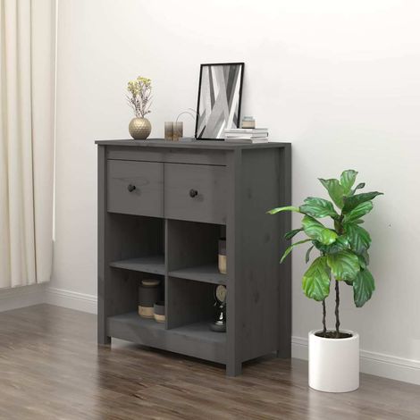 Buffet - Armoire de rangement Enfilade Gris 70x35x80 cm Bois massif de pin BV912308 - BonneVie (1/5)