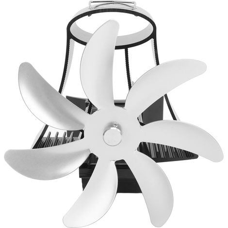 Ventilateur de poêle à bois 7 pales, silencieux, sans électricité, pour cheminée et insert, fixation magnétique murale, argenté, 2 pièces (1/5)