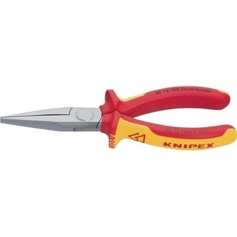 KNIPEX 30 16 160 Alicate de boca larga aislados con fundas multicomponentes, según norma VDE cromado 160 mm