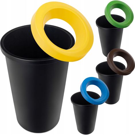 KADAX Lot de poubelles pour tri sélectif, rond, en plastique robuste, poubelle de tri des déchets, poubelle de tri des déchets (4 x 45 l)