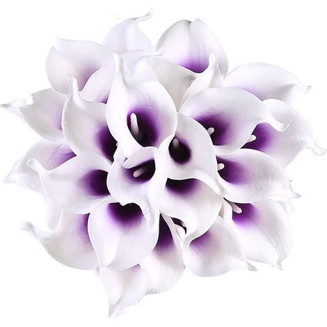 24 calle artificiali, ideali per decorazioni fai da te per la tavola, bouquet da sposa e decorazioni per la casa (viola e bianco). (1/5)