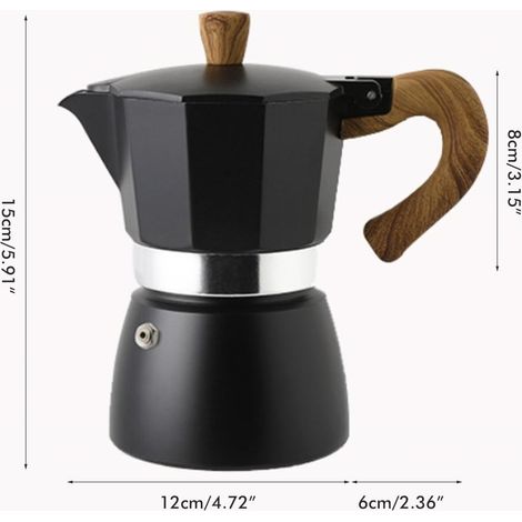 150 ml/300 ml Tragbare Espressokanne aus Aluminium im italienischen Stil, Mokka-Kaffeekanne, Haushalts-Mokkakanne für Kaltbrühkaffee zur Zubereitung von Cappuccino und Latte Macchiato (1/4)