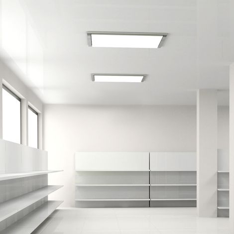 LED Einbaustrahler flach LED Einbaupanel quadratisch Einbau Deckenstrahler LED Deckenleuchte weiß, Aluminium, 36W 4320lm Tageslichtweiß, LxBxH 59,5x59,5x3,3 cm, 2er Set