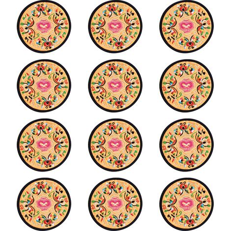 Coaster Tissu - 12 cm - Motif Floral Ethnique Brodé - Protection Chaleur Humidité - Pour Table Cuisine Bar - Lot de 6 (1/5)