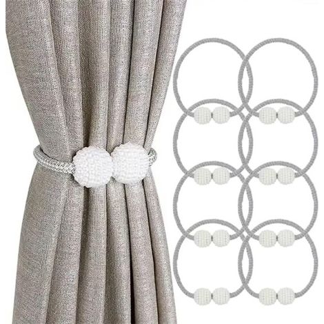 Set di 8 fermatende magnetici con fibbie per casa, camera da letto e ufficio, tende decorative (grigio) (1/5)
