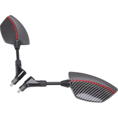 Paire de rétroviseurs de moto, rotation à 360°, verre convexe, universels pour scooters et quads, base de 8 mm, rouge (1/5)