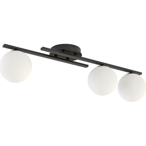 Lampada a Soffitto Kairo, Metallo, Vetro, Nero, 74x19x20 cm