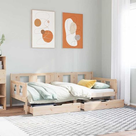 Sofá cama con cajones madera maciza de pino 90x190 cm vidaXL (1/5)
