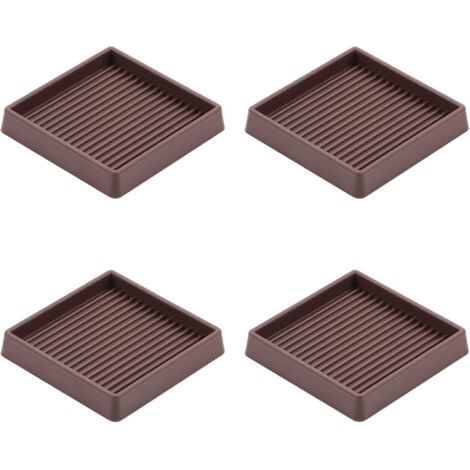 QORVA-Roulettes en caoutchouc 7,6 x 7,6 cm, patins antidérapants pour meubles, pieds antidérapants pour meubles, protection de sol antidérapante pour butées de lit et canapé (marron, lot de 4) (1/5)