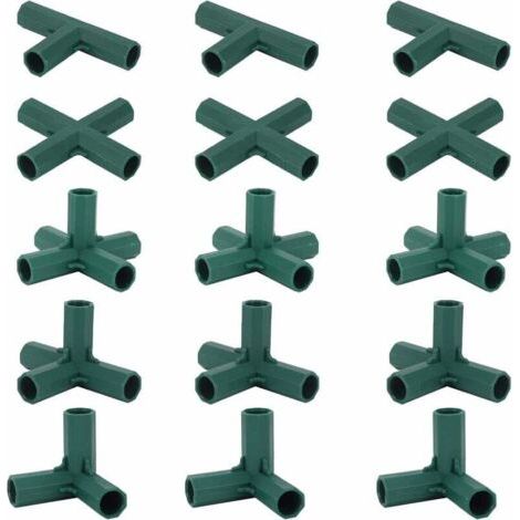 Pair Set mit 15 Gewächshausrahmenverbindern, Eckverbindern für Gartenrahmen, 16-mm-Spiralstange, 4 Arten von stabilen und robusten Stützen für Gewächshäuser