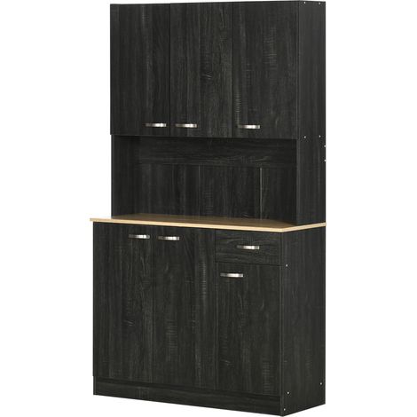 Buffet de cuisine 6 portes 1 tiroir grand plateau multi-rangements contemporain