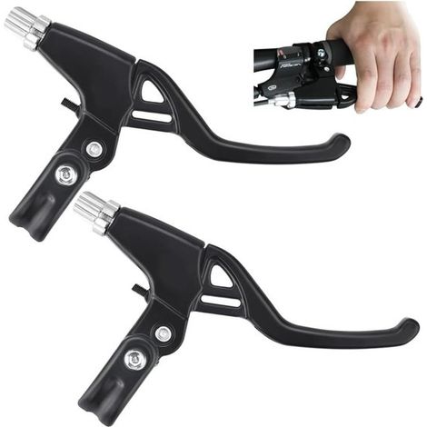 Manetas de freno ajustables de aleación de aluminio para bicicleta, aptas para bicicletas de carretera y de montaña diámetro 22 mm, color negro (1/5)