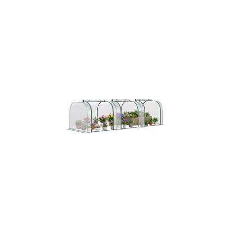 Mini-Gewächshaus für Tomaten, 3 m (L) x 1 m (B) x 0,8 m (H), Stahl, 140 g/m² PVC, UV-beständig, 3 Fenster, grün und transparent