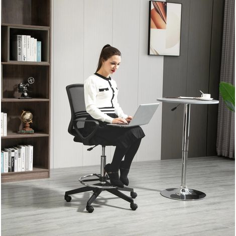 Stuhl höhenverstellbar drehbar mit Fußstütze OKMYHOME (1/4)