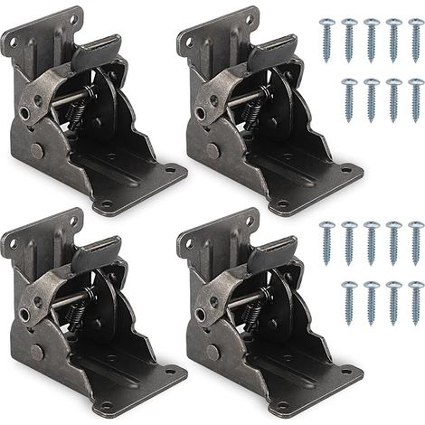 Pied de Table Pliable Charnière 90° - Lot de 4 Charnières Autobloquantes 69x63x54mm, Ferrures de Table Pliable à Verrouillage, Capacité de Charge 80kg (1/5)