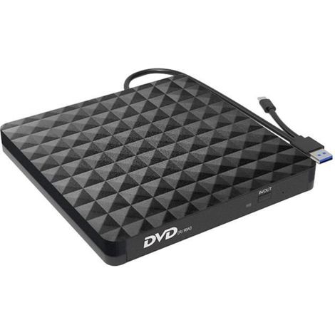 Graveur Lecteur de DVD externe portable USB 3.0 Lecteur de CD/DVD-RW Disqueur/graveur CD Player RW/Rewrite（Noir） (1/4)
