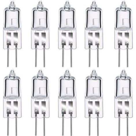 Ampoules Halogènes G4 12V 20W, Lot de 10, Lumière Chaude 2800K, Transparentes, Classe Énergétique C (1/4)