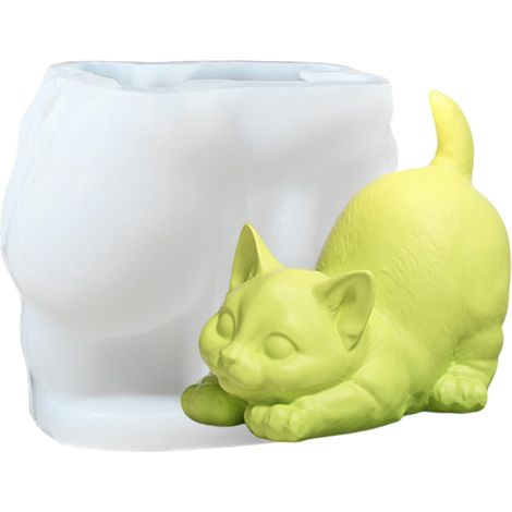 Moules À Silicone en Forme D'animal - Moule pour Bougie de Chat Chien - Moules Résine Époxy Réutilisable,Facilement Amovible pour Les Débutants pour La Fabrication Bougies, Sculpture de Plâtre, Savon (1/5)