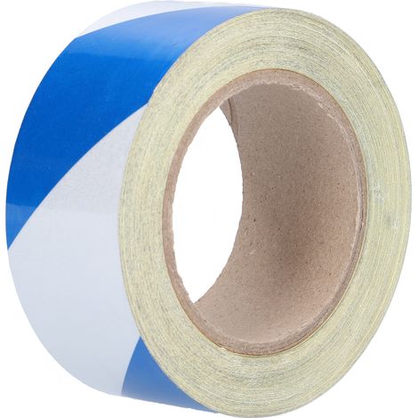 Ruban Adhésif Réfléchissant 5cm x 30m Bleu Blanc Rayures, Bande de Signalisation Danger, Ruban de Sécurité Brillant pour Marquage au Sol (1/5)