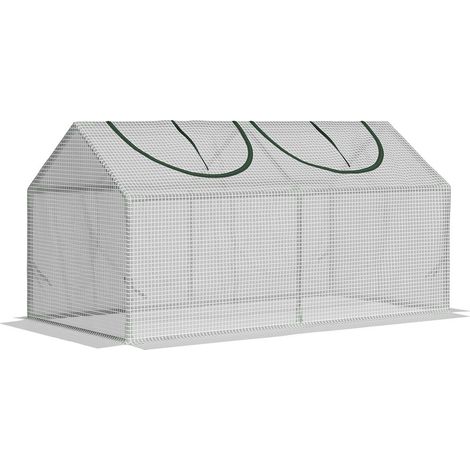 MINI SERRA DA GIARDINO CON 2 FINESTRE AVVOLGIBILI E COPERTURA PE ANTI-UV. 119X60X60CM. BIANCO (1/5)