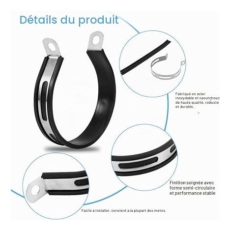 Exhaust Clamp, Exhaust Muffler Bracket, Universal Motorcycle Exhaust Muffler Pipe Holder Clamp (1/4)