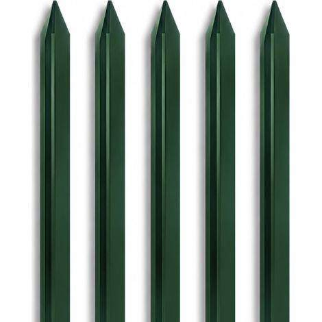 Pali per Recinzione in Acciaio Verde con Rivestimento PVC – Paletti a T con Punta Appuntita e Fori per Fissaggio Rete Metallica da Giardino, Orto e Recinti Esterni Resistenti alla Ruggine 5 Pezzi-200c