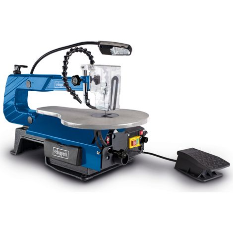 Scheppach Scie à Chantourner DECO-XLS - Puissance 120W - Hauteur de coupe 50-406mm - Aspiration Ø35mm - 500-1700 tr/min - Buse de soufflage - Vitesse variable avec pédale - LED flexible